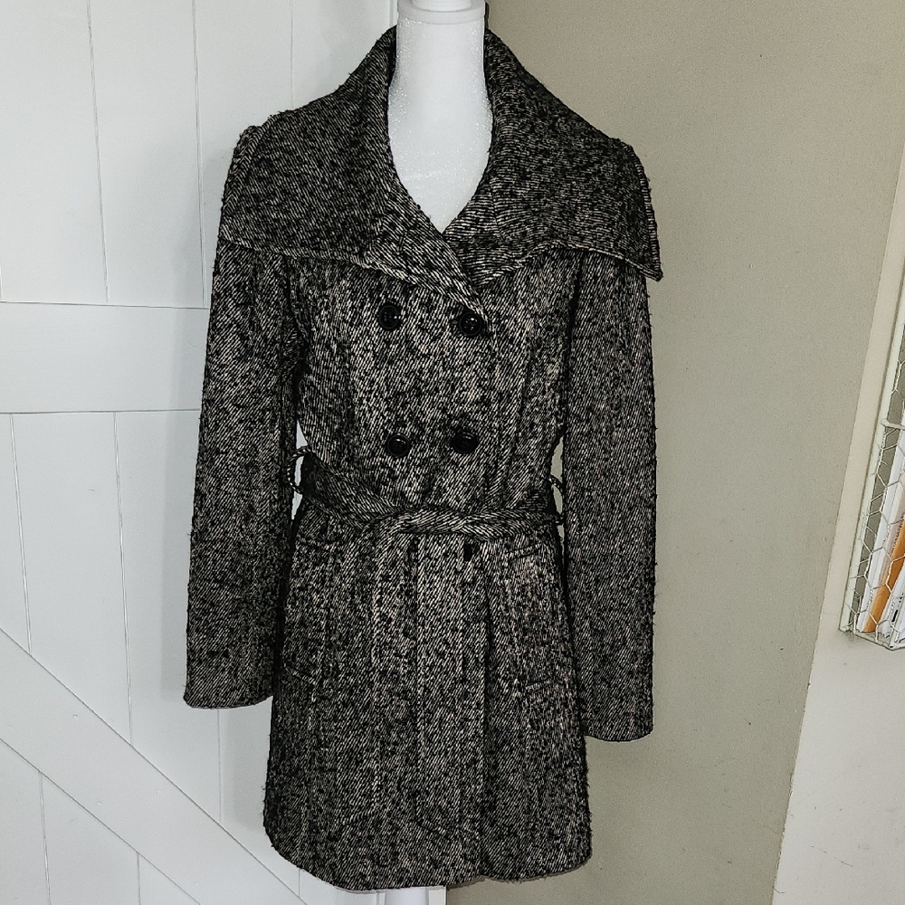 DKNY Women's Black Tweed Coat
